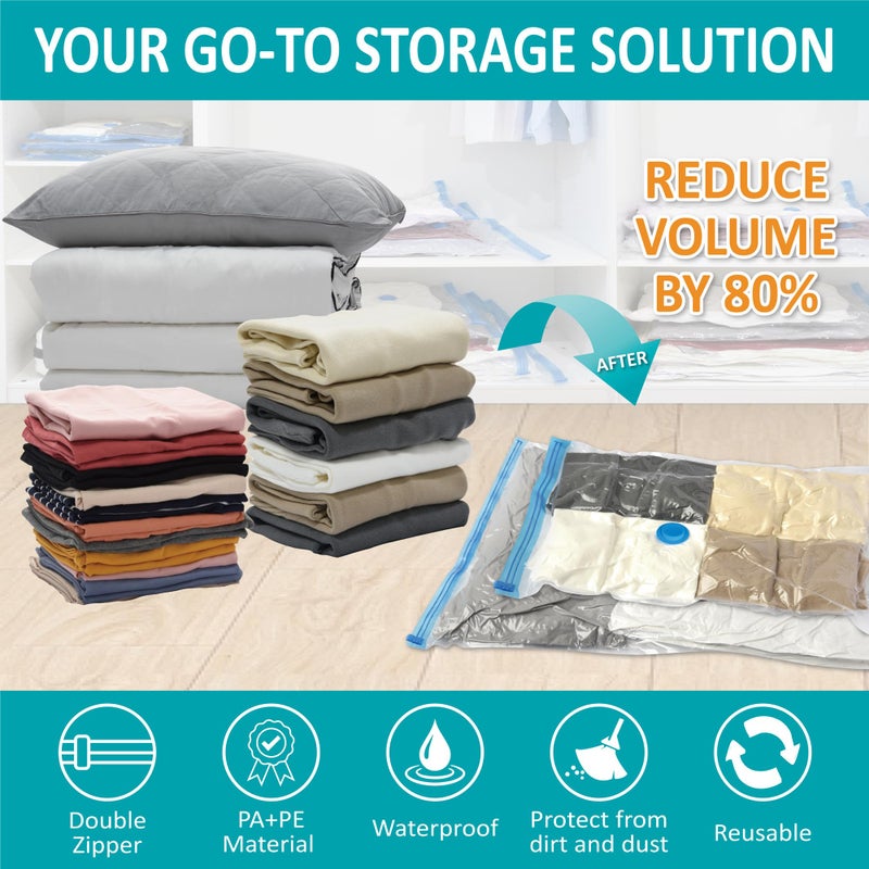 Cozy Essential 35 Pack Space Saver Bags (5 Jumbo/6 Large/6 Medium/6 Small/6 Roll-M/6 Roll-S) Compression Storage Bags for Comforters and Blankets  Vacuum Sealer Bags for Clothes Storage  Hand Pump Included - Image 2